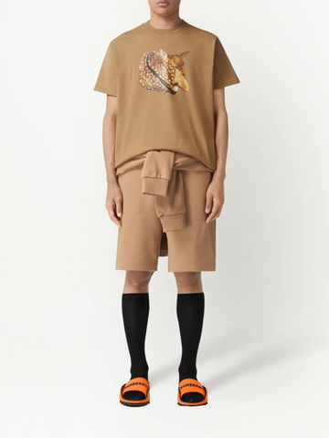 Deer Print Oversized T-Shirt 'Camel'