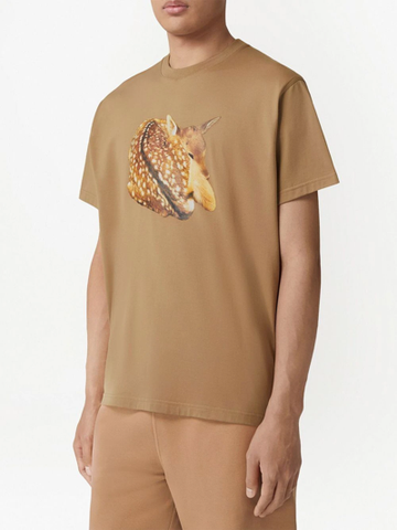 Deer Print Oversized T-Shirt 'Camel'