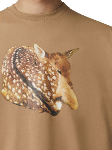 Deer Print Oversized T-Shirt 'Camel'