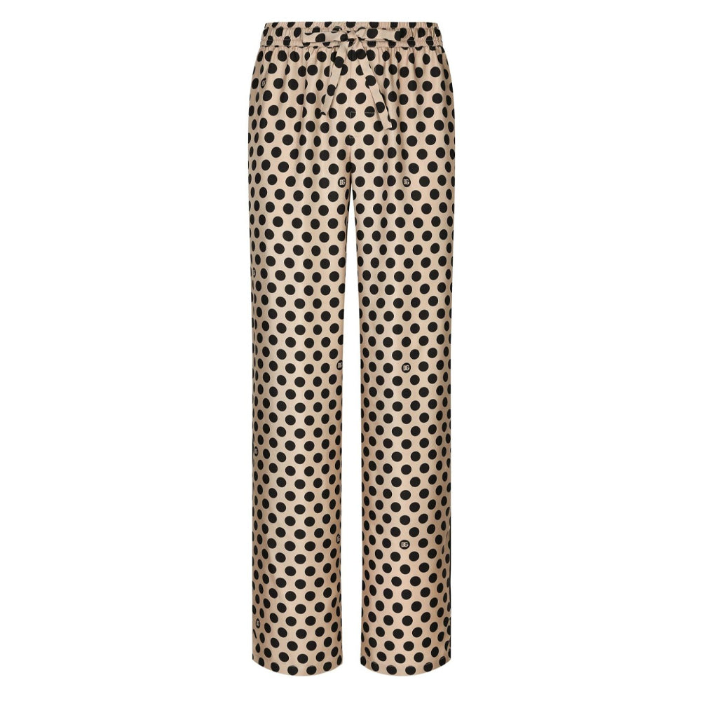 polka dot print silk trousers