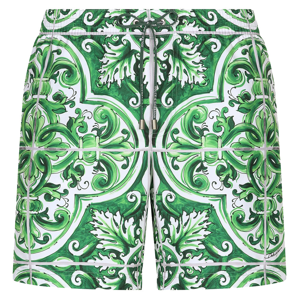 majolica print swim trunks