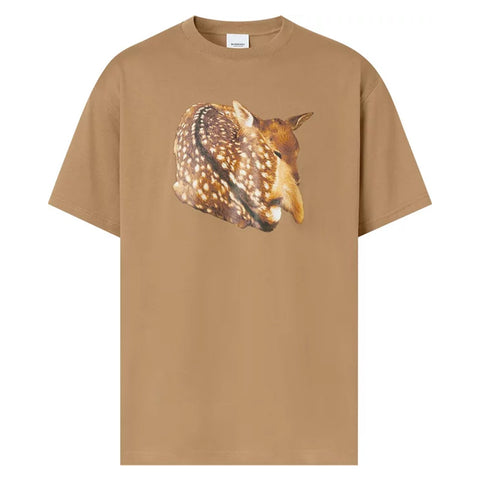 Deer Print Oversized T-Shirt 'Camel'