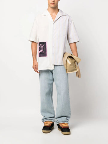 Asymmetric patchwork cotton shirt