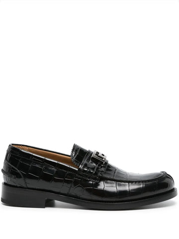 Greca crocodile-effect loafers