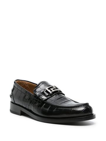 Greca crocodile-effect loafers