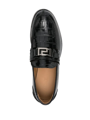 Greca crocodile-effect loafers