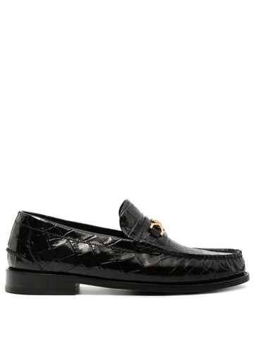 Medusa crocodile embossed leather loafers