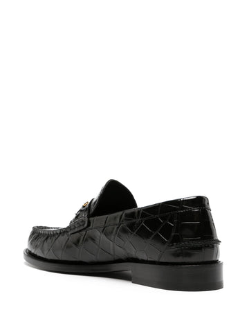 Medusa crocodile embossed leather loafers