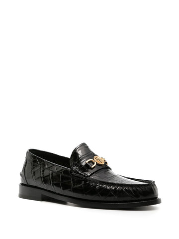 Medusa crocodile embossed leather loafers