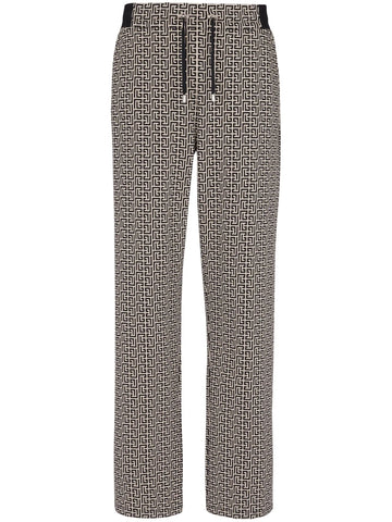 monogram-jacquard drawstring-waistband track pants