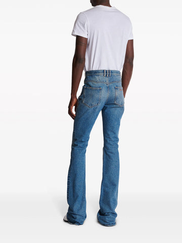 logo embroidery bootcut jeans