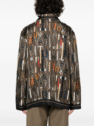 graphic print silk shirt