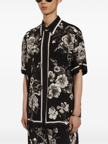 floral print silk shirt