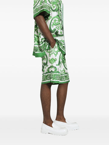 Majolica print silk shorts