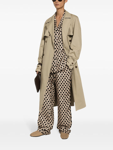 polka dot print silk trousers