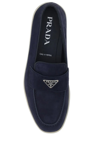 Prada Logo Plaque Slip-On Loafers