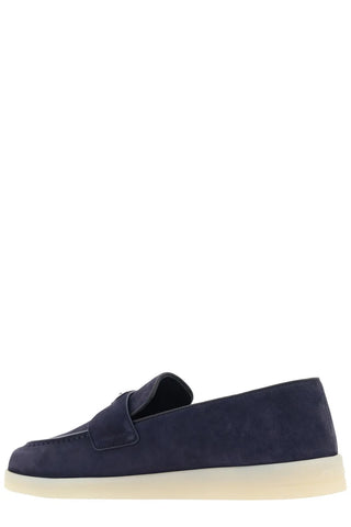 Prada Logo Plaque Slip-On Loafers