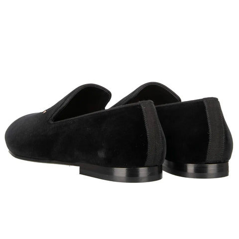 Velvet Loafer Shoes with Logo Embroidery