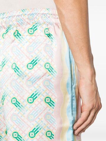 Ping Pong-print silk shorts