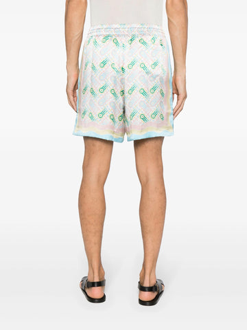 Ping Pong-print silk shorts