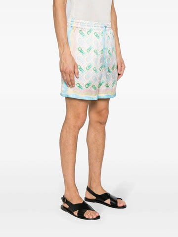 Ping Pong-print silk shorts