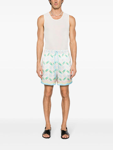 Ping Pong-print silk shorts