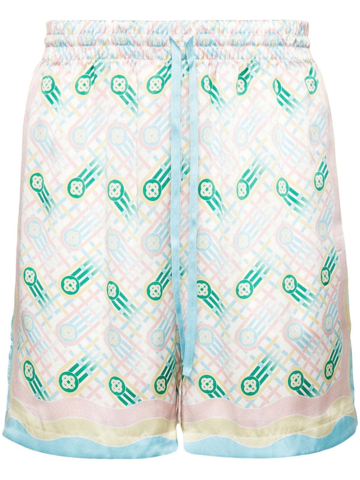 Ping Pong-print silk shorts