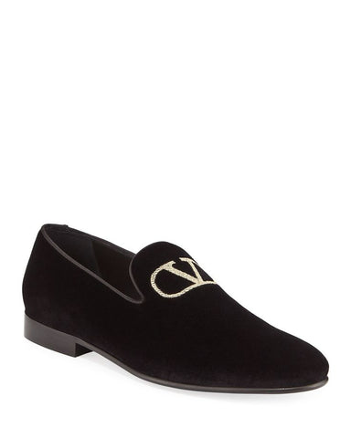 EMBROIDERED GO LOGO SLIP-ON LOAFERS.