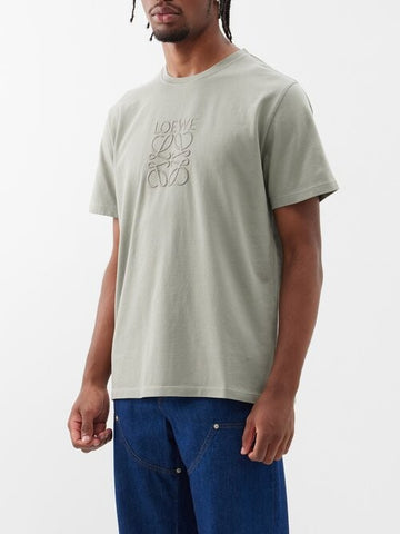 Anagram-logo Embroidered Cotton-blend T-shirt